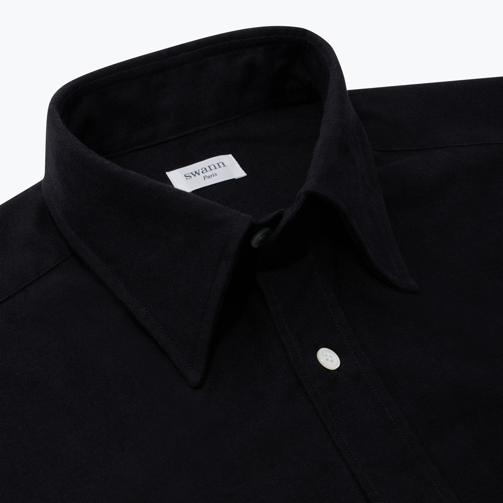 LANI'S General Store  Chirimen Rayon Open-collared Shirts Black