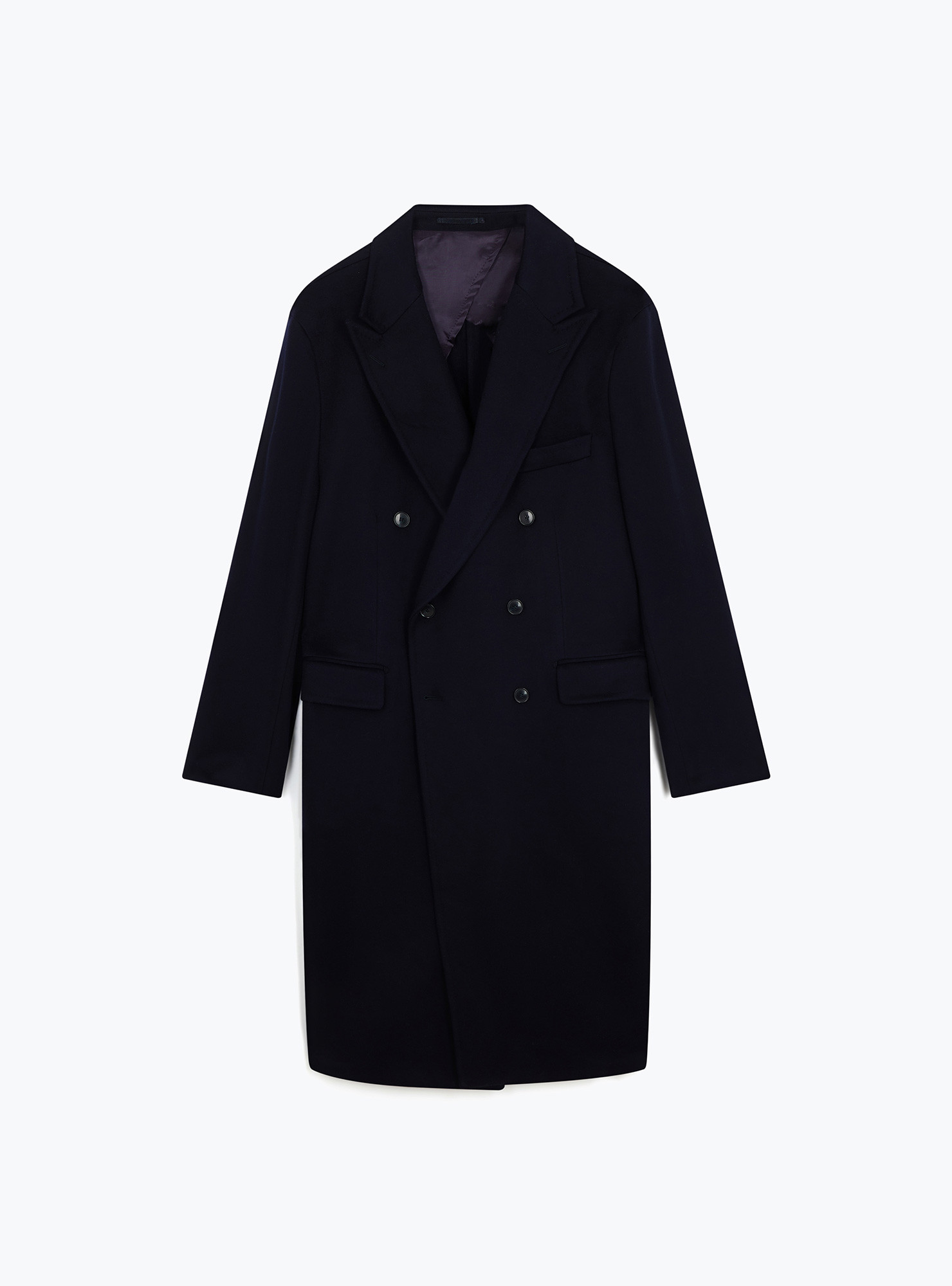 Navy Blue 6 Button Wool Double Breasted Coat MAOC0070C | Swann